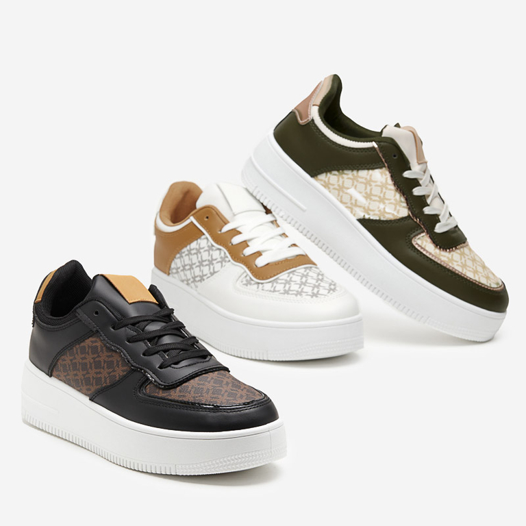 Women's white sports shoes with Glou print - Footwear