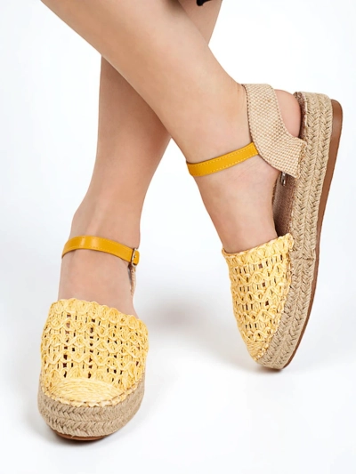 Желтые женские эспадрильи с ажурным триумфом - Обувь