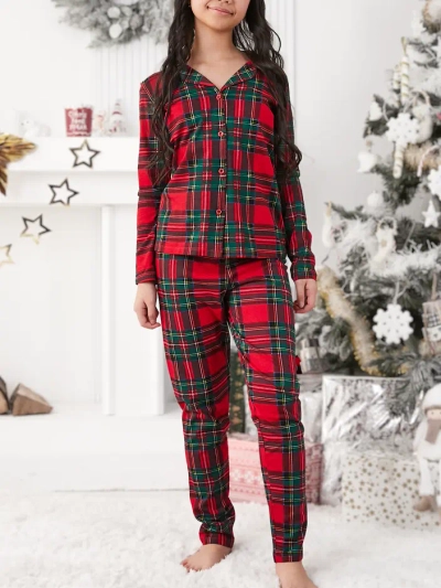 Royalfashion Ziemassvētku bērnu kokvilnas raibu pidžamu komplekts