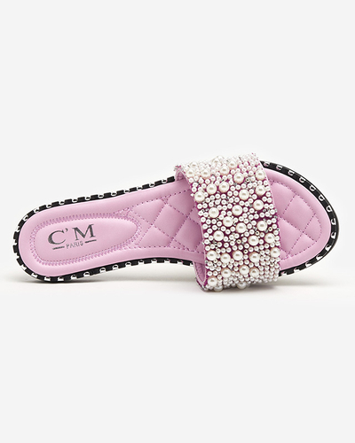 Women's slippers with pearls in purple Loppo - Footwear