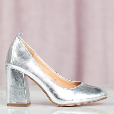 Silver pumps on a higher post Mattelessa - Footwear 1