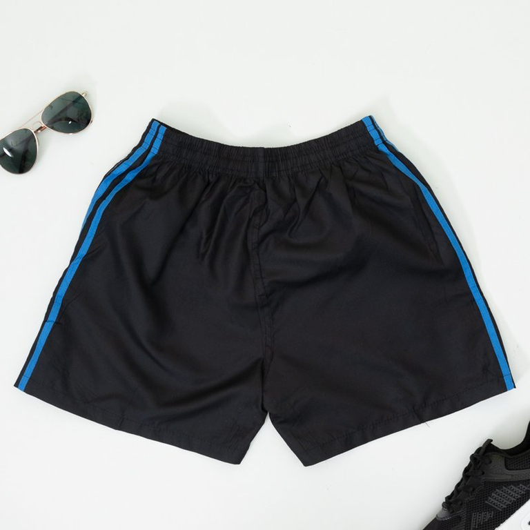 Black men's sports shorts with cobalt inserts - Clothing