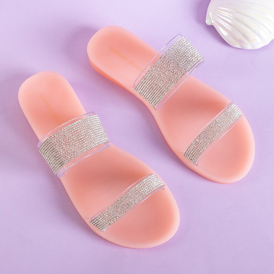 Pink women's rubber flip-flops with zircons Niuci - Footwear