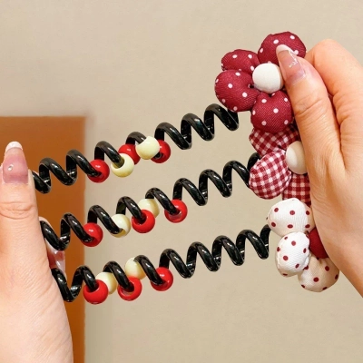 Royalfashion Резинка для волос в виде спирали с бантом Ribbon Coil