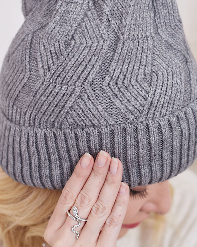 Women's insulated beanie with pompon in ecru - Accessories