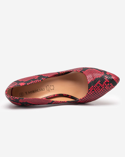 Black and red women's pumps with a'la 'snakeskin embossing Zelixy - Footwear
