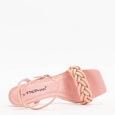 Pink women's sandals on a high heel Tenedi - Footwear
