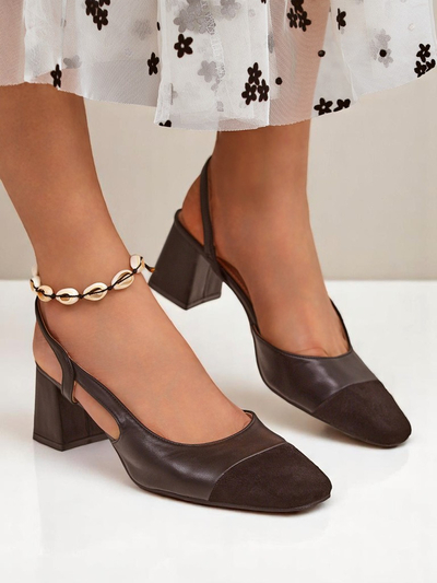 Royalfashion Women's Low Heel Pumps with Decorative Toe Eleganzo