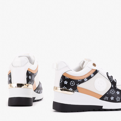 Balti - melni sieviešu sporta apavi uz Anubi ķīļa - Apavi