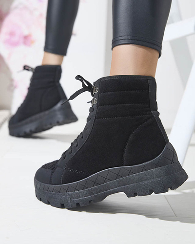 Sieviešu siltinātie trapper zābaki melnā krāsā Wosser- Footwear