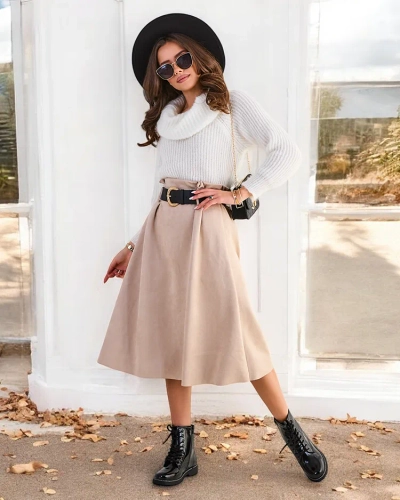 Royalfashion Women's midi skirt a' la suede