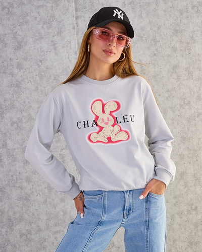 Royalfashion Sieviešu kokvilnas džemperis ar plānu apdruku