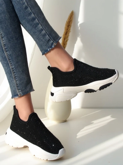 Royalfashion slip-on sieviešu sporta apavi ar rhinestones Elavises
