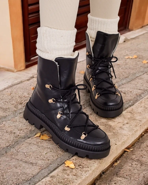 Royalfashion Women's Lace-up Snow Boots Lorii