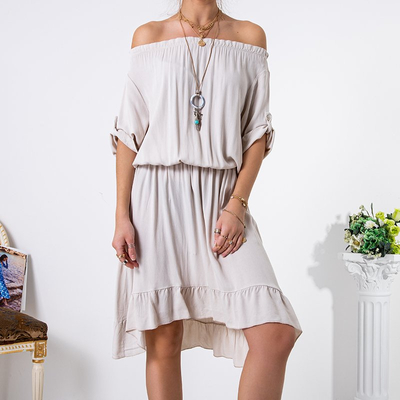 Women's beige asymmetrical dress a'la spanish - Clothing