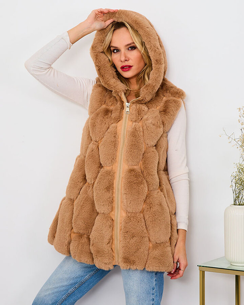 Royalfashion Женский жилет из искусственного меха бежевого цвета