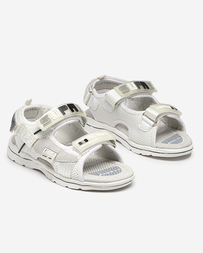 White children's sandals with Netiks patches - Footwear
