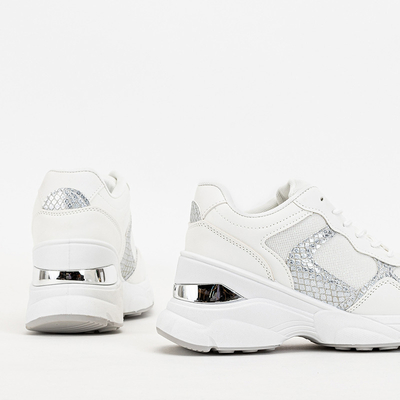 Women's white sneakers with a hidden wedge Waqsy - Footwear
