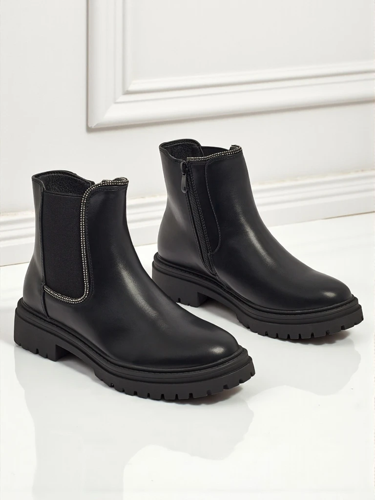 Eco-leather ankle boots with zircons Novira