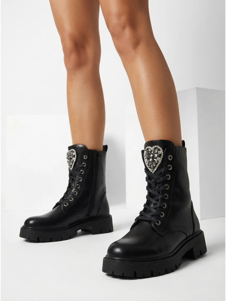 Luna Women's Black Leather Elegant Autumn Boots