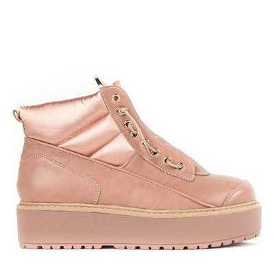 Różowe sportowe botki na platformie Almuterin - Obuwie