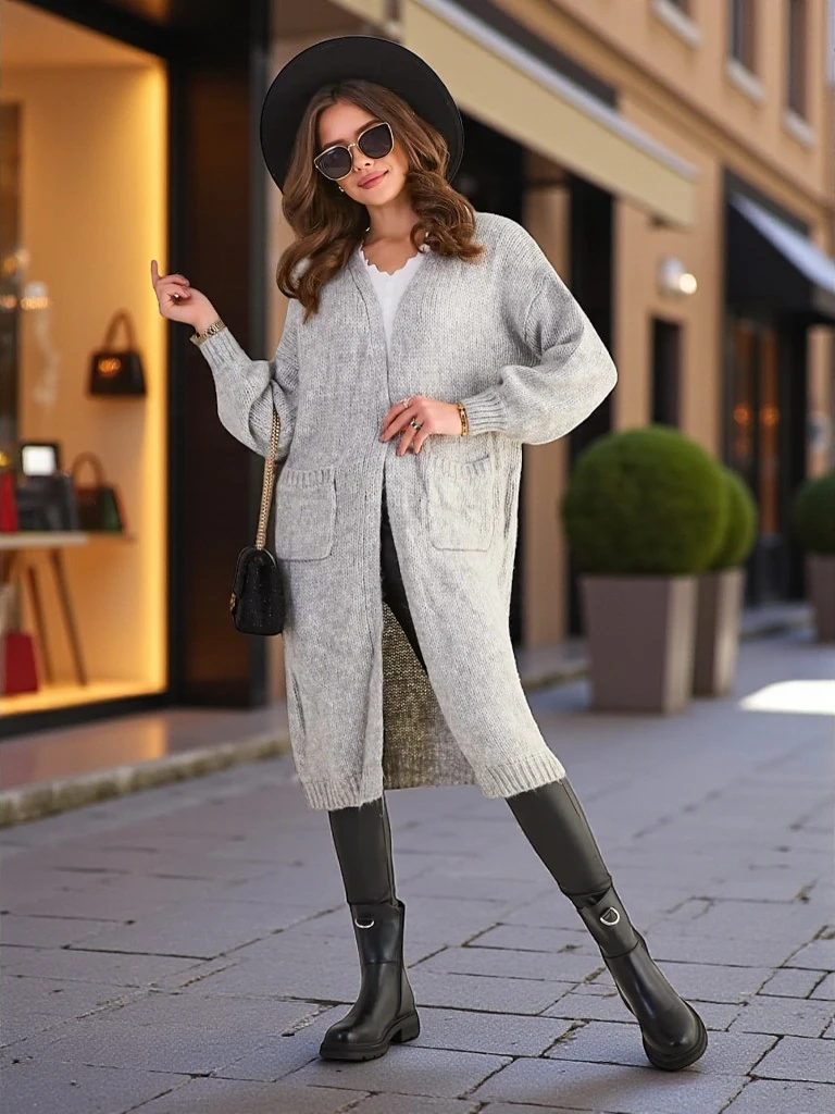 Royalfashion Вязаный женский пончо-свитер