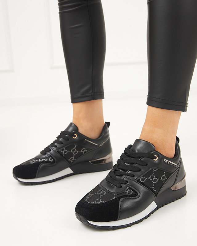Black women's sports shoes with Engla print - Footwear