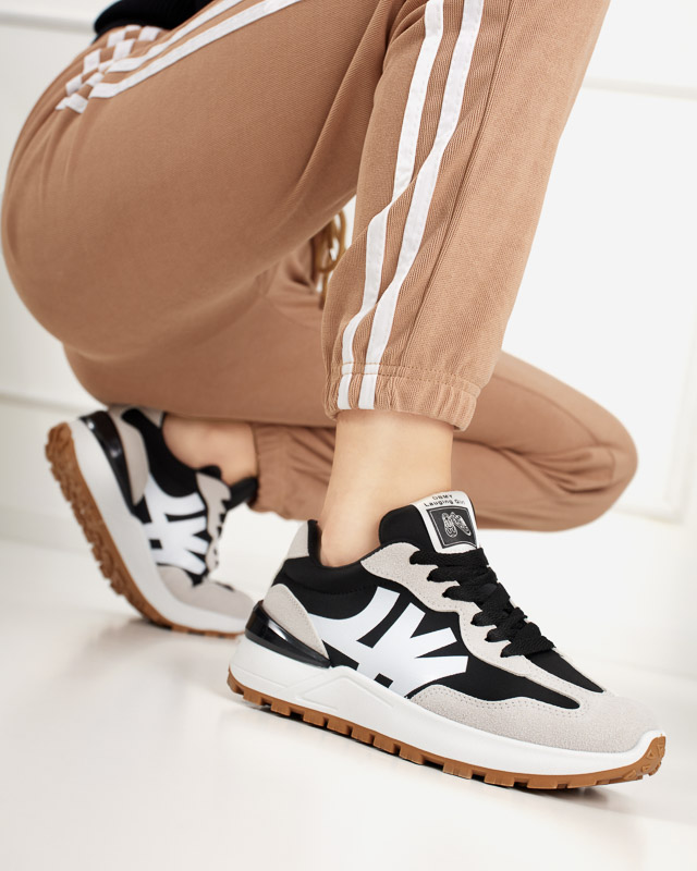 Women's black trainers with gray Narisa inserts - Footwear