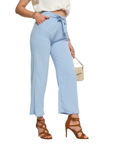 Blue women's wide fabric pants - Clothing
