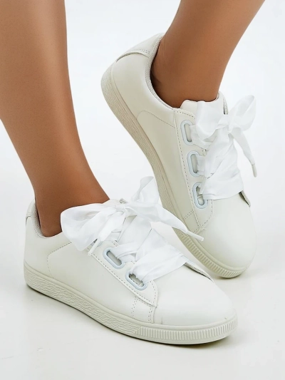 Royalfashion Women's eco-leather sneakers with decorative laces Etti