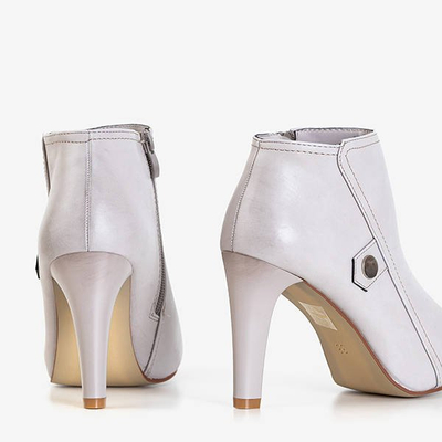 OUTLET Light gray women's boots on a high heel Lotega - Footwear