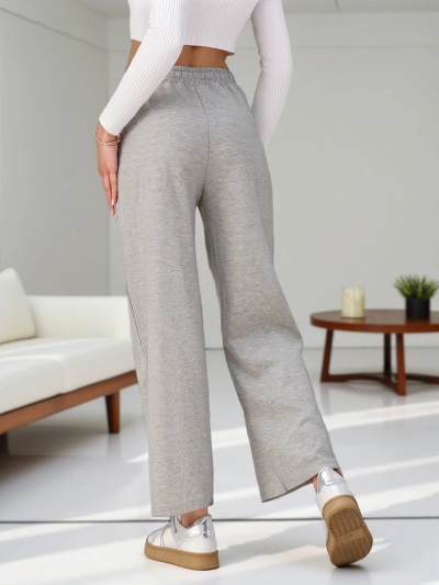 Royalfashion Women's Wide Woven Sweatpants with Zirconia