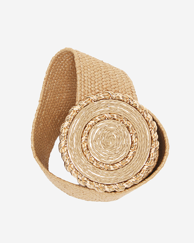 Women's brown braided elastic belt - Accessories