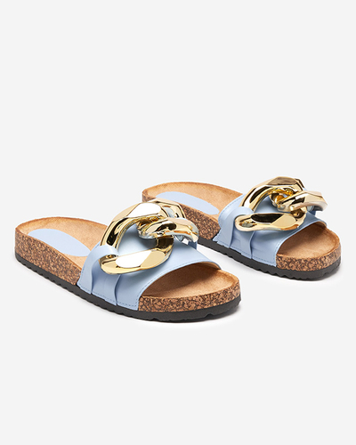 Sandalis fiuim Callista Royalfashion wit chain - ecru/bluis, flatis hil