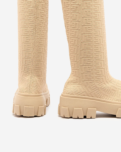 Royalfashion Бежевые женские узорчатые сапоги Helipea