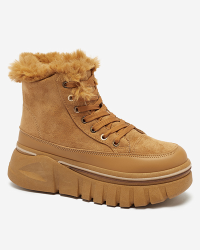 Women's platform lace-up snow boots in camel Neatesa - Footwear