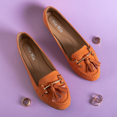 Orange women's moccasins with tassels Cilive - Footwear