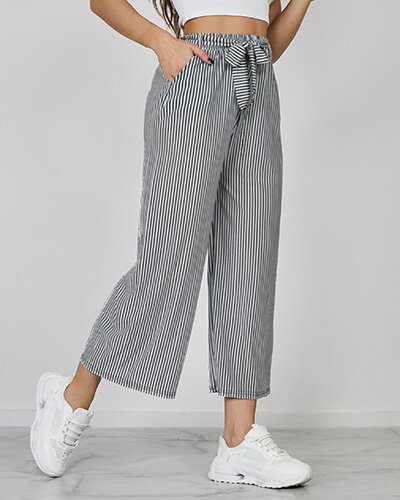 Royalfashion Женские широкие брюки 7/8 в полоску