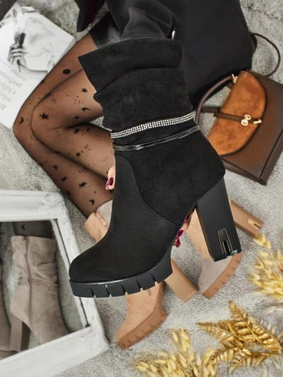 Ботильоны женские эко-замшевые на каблуке-столбике BrambleDusk