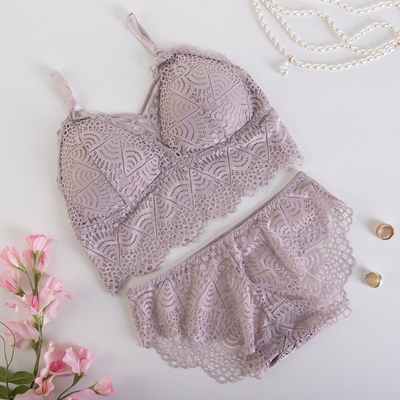 Light pink women's lace underwear set - Underwear