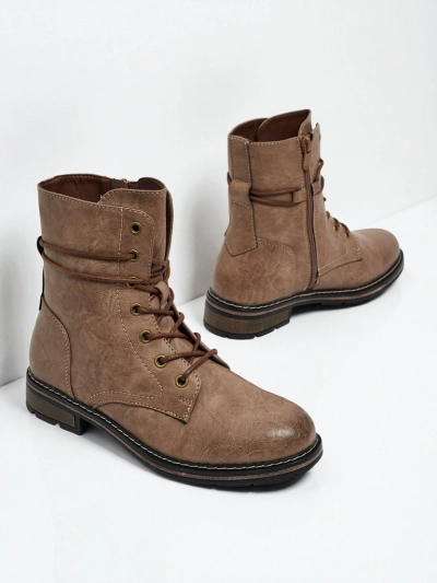 Eco-leather laced women's ankle boots Ravonna