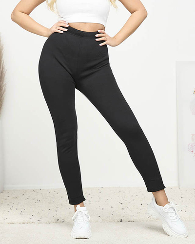 Black classic women's leggings with insulation PLUS SIZE - Clothing