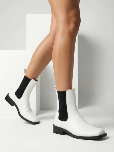 Astra Women's Ankle Boots White Leather Elegant for Autumn