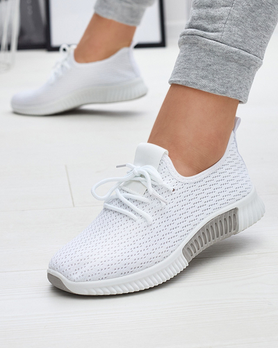 White women's fabric sports shoes Vobbu- Footwear