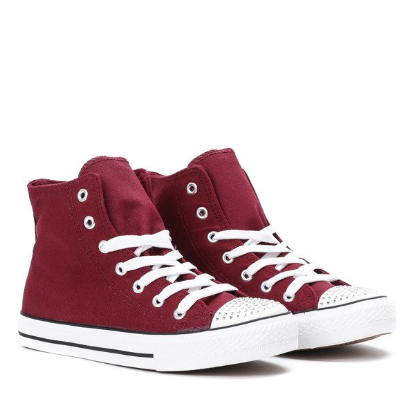 Bordowe trampki z cyrkoniami Zion- Obuwie