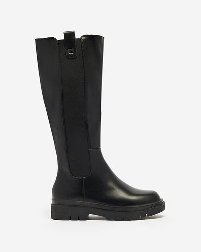 Women's eco-leather knee-high boots in black color Orikas - Footwear