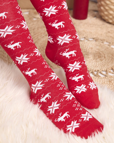 Women's Red Long Christmas Socks - Underwear