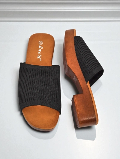 Royalfashion Lavri klapki na niskem obcasie Ribbed Grace