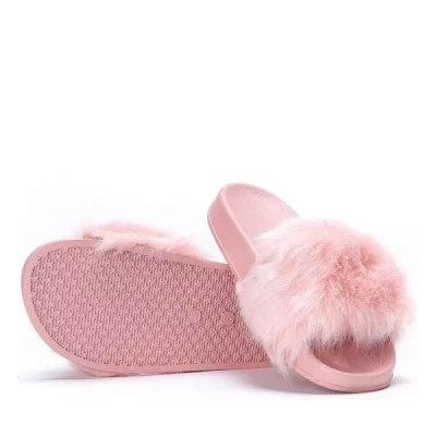 OUTLET Light pink slippers with fur Millie- Shoes