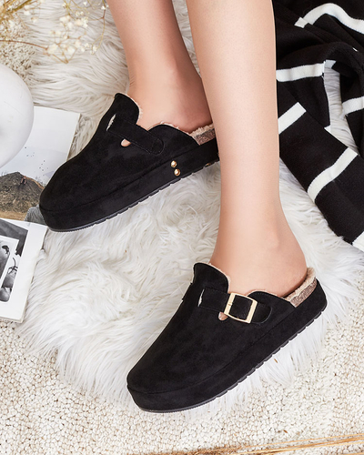 Royalfashion Women's slippers with sheepskin and buckle Kajis